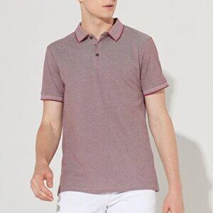 Altinyildiz Classics Burgundy with White Contrast Slim Cut Knit Polo